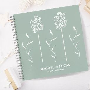 Sage Green Minimalistisch Curly Floral Notizblock