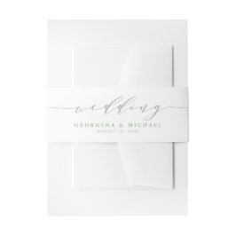 Sage Green Minimalistisch Dainty Script Wedding Einladungsbanderole
