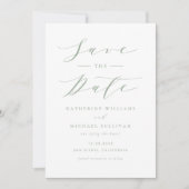Sage Green Minimalistisch Dainty Script Wedding Save The Date (Vorderseite)