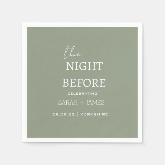 Sage Green Minimalistisch die Nacht vor der Hochze Serviette (Vorderseite)