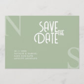 Sage Green Minimalistisch & elegant kühne Initiale Save The Date (Vorderseite)