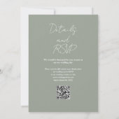 Sage Green Minimalistisch Elegant QR Code Hochzeit Einladung (Rückseite)