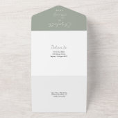 Sage Green Minimalistisch Elegant Script Wedding All In One Einladung (Außenbereich)