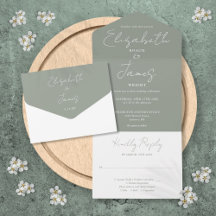 Sage Green Minimalistisch Elegant Script Wedding