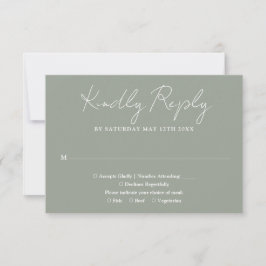 Sage Green Minimalistisch Elegant Script Wedding RSVP Karte