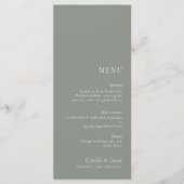 Sage Green Minimalistisch & Elegante Hochzeit Menükarte (Vorderseite)