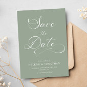 Sage Green Minimalistisch Elegante Hochzeit Save The Date
