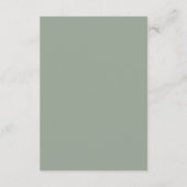 Sage Green Minimalistisch Elegante Hochzeiten Deta Begleitkarte (Rückseite)