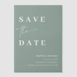 Sage Green Minimalistisch Elegante Save the Date Pergament Einladungen
