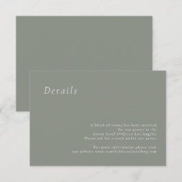 Sage Green Minimalistisch Elegante Wedding Details RSVP Karte