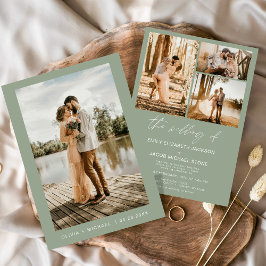 Sage Green Minimalistisch Elegantes Foto Hochzeit Einladung