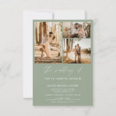 Sage Green Minimalistisch Elegantes Foto Hochzeit Einladung (Rückseite)