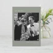 Sage Green Minimalistisch Elegantes Foto Save the  Einladung (Stehend Vorderseite)