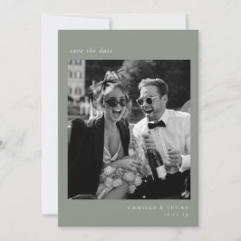 Sage Green Minimalistisch Elegantes Foto Save the Einladung