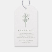 Sage Green Minimalistisch Floral Bouquet Wedding Geschenkanhänger (Rückseite)