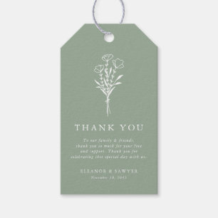 Sage Green Minimalistisch Floral Bouquet Wedding Geschenkanhänger