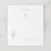 Sage Green Minimalistisch Floral Bouquet Wedding Platzkarte (Außenseite Aufgefaltet)