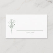 Sage Green Minimalistisch Floral Bouquet Wedding Platzkarte (Vorderseite)
