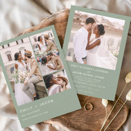 Sage Green Minimalistisch Foto Fünf Foto Hochzeit Einladung