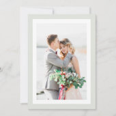 Sage Green Minimalistisch Foto Hochzeit Danke Kart (Vorderseite)