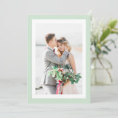 Sage Green Minimalistisch Foto Hochzeit Danke Kart (Stehend Vorderseite)