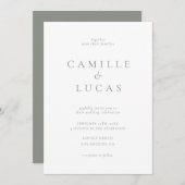 Sage Green Minimalistisch Foto Hochzeitseinladung Einladung (Vorne/Hinten)