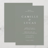 Sage Green Minimalistisch Foto Hochzeitseinladung Einladung (Vorne/Hinten)
