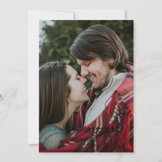 Sage Green Minimalistisch Foto Neuer Plan Hochzeit Ankündigung (Rückseite)