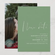 Sage Green Minimalistisch Foto New Date Wedding