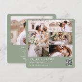 Sage Green Minimalistisch Foto QR Code Hochzeitssa Einladung (Vorne/Hinten)
