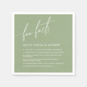 Sage Green Minimalistisch Fun Fakten Hochzeiten vo Serviette (Vorderseite)