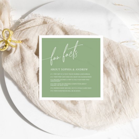 Sage Green Minimalistisch Fun Fakten Hochzeiten vo Serviette