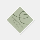 Sage Green Minimalistisch Heart Baby Dusche Napkin Serviette (Ecke)