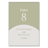 Sage Green Minimalistisch Japandi Wedding Tischnummer (Vorderseite)