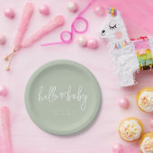 Sage Green Minimalistisch Modern Boho Baby Shower  Pappteller (Party)
