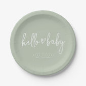 Sage Green Minimalistisch Modern Boho Baby Shower  Pappteller (Vorderseite)