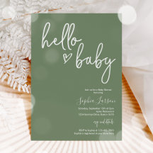 Sage Green Minimalistisch Modern Boho Babydusche