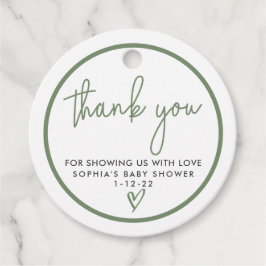 Sage Green Minimalistisch Modern Boho Babydusche Geschenkanhänger