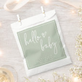 Sage Green Minimalistisch Modern Boho Babydusche Geschenktütchen (Ausgeschnitten)