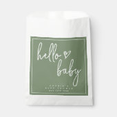 Sage Green Minimalistisch Modern Boho Babydusche Geschenktütchen (Vorderseite)