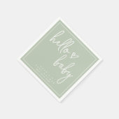 Sage Green Minimalistisch Modern Boho Babydusche Serviette (Ecke)