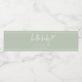 Sage Green Minimalistisch Modern Boho Babydusche Wasserflaschenetikett (Einzelnes Label)