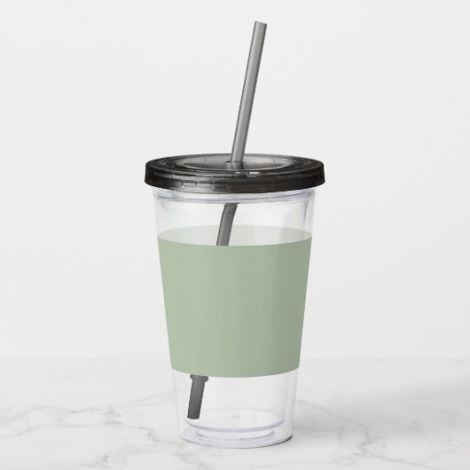 Sage Green Minimalistisch Modern Monogram Elegant Acryltrinkbecher (Rückseite)