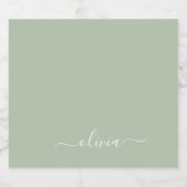 Sage Green Minimalistisch Modern Monogram Elegant Alkoholflaschenetikett (Einzelnes Label)