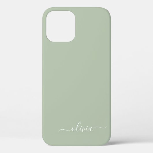 Sage Green Minimalistisch Modern Monogram Elegant Case-Mate iPhone Hülle (Rückseite)