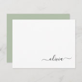 Sage Green Minimalistisch Modern Monogram Elegant Dankeskarte (Vorne/Hinten)