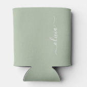 Sage Green Minimalistisch Modern Monogram Elegant Dosenkühler (Rückseite)