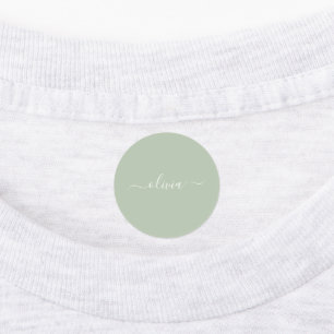 Sage Green Minimalistisch Modern Monogram Elegant Etiketten
