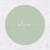 Sage Green Minimalistisch Modern Monogram Elegant Etiketten (Design 2)