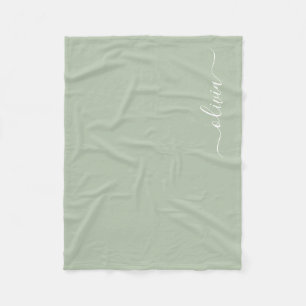 Sage Green Minimalistisch Modern Monogram Elegant Fleecedecke